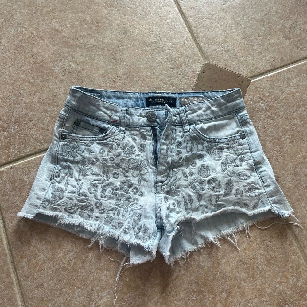 Aeropostale Light Blue Distressed Jean Shorts